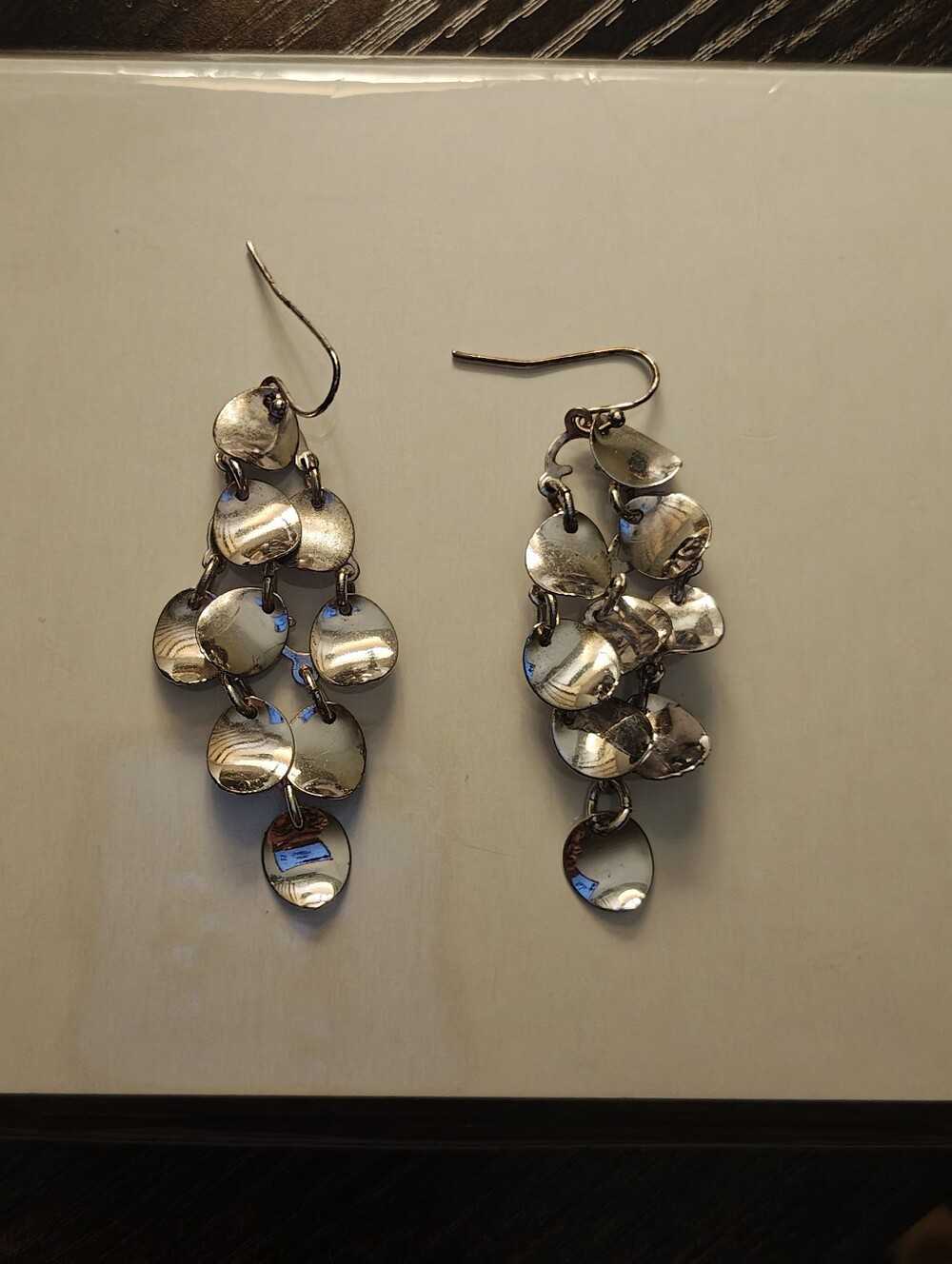 Vintage Silver Dangle Disc Earrings - Women Jewelry
